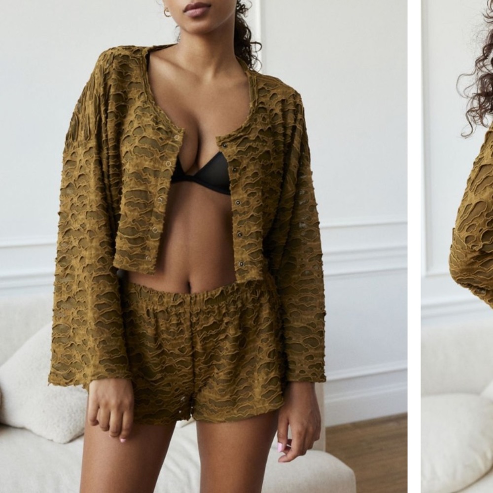 Urban Outfitters out from under Sunday top and shorts set color olive